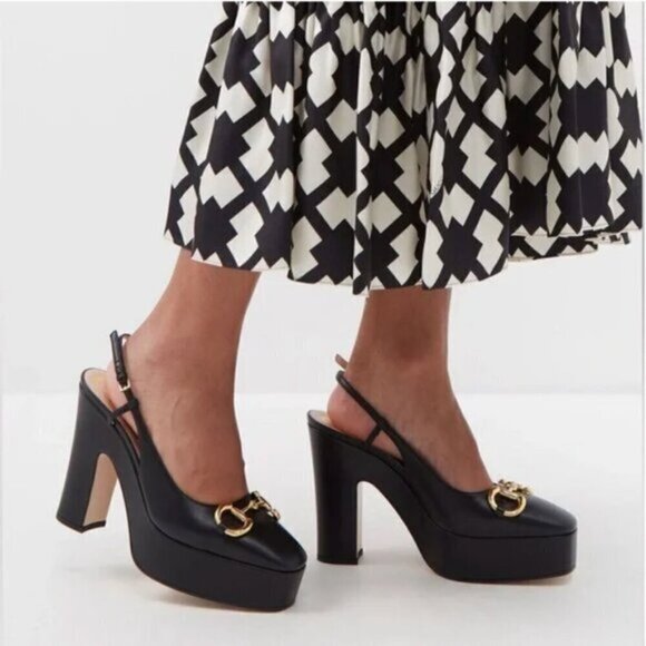 Gucci Horsebit Baby Platform Slingback Black Pumps Heels Size 40 - Picture 2 of 12